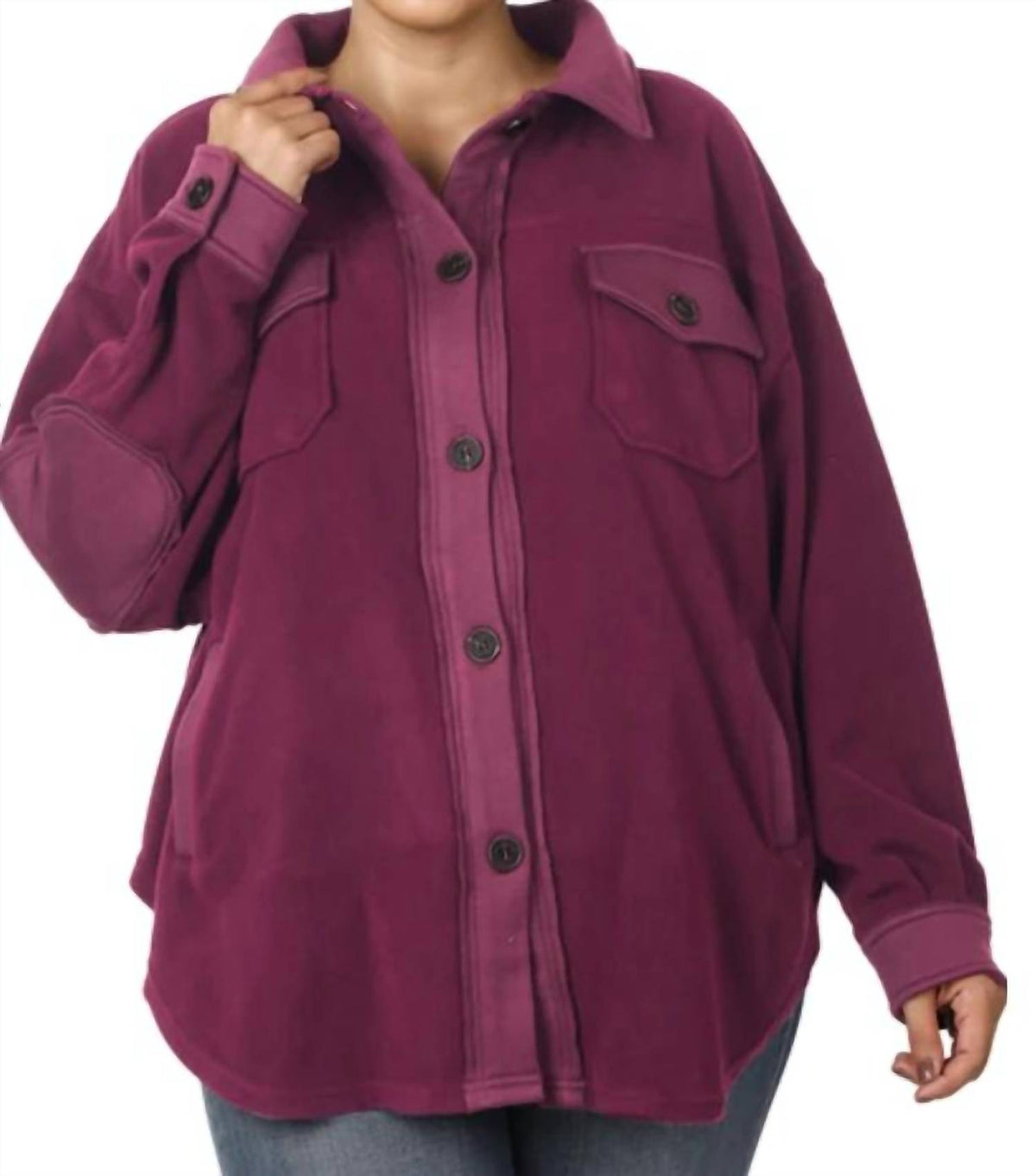 Zenana - Winter Oversized Basic Fleece Shacket