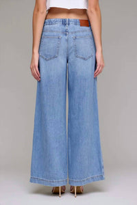 HIDDEN Nori Elastic Waistband Wide Leg Jeans in denim - women's jeans - detail view