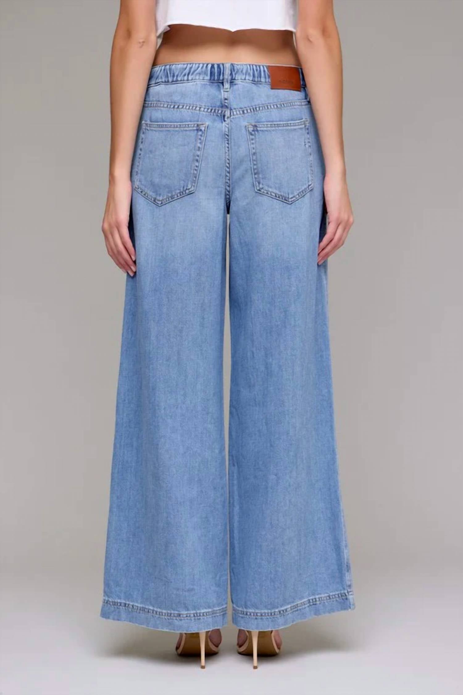 HIDDEN Nori Elastic Waistband Wide Leg Jeans in denim - women's jeans - detail view
