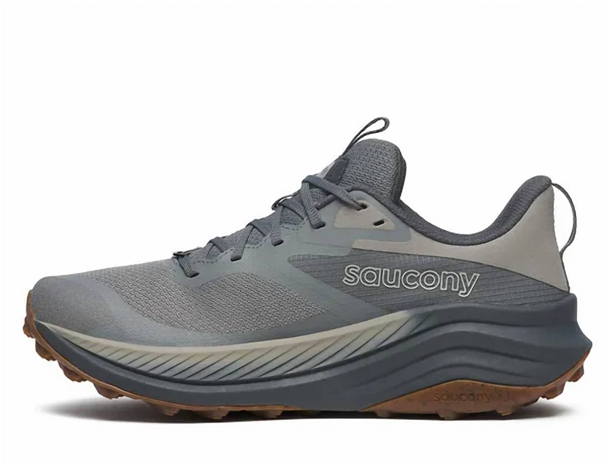 SAUCONY Men's Xodus Ultra 3 Trail Shoes in cinder shadow - men's sneaker - detail view