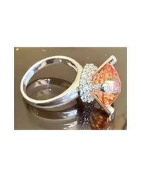 P & K Jewelry Women's Sterling Cubic Zirconia Large Solitaire Ring in amber silver - women's jewelry