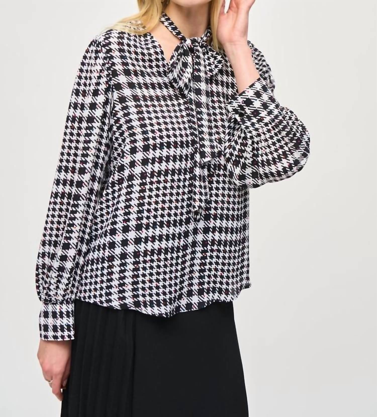 Joseph Ribkoff - Georgette Plaid Puff Sleeve Top