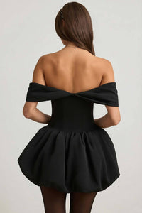 Oh Polly - Jessamy Off Shoulder Corset Bubble Hem Mini Dress