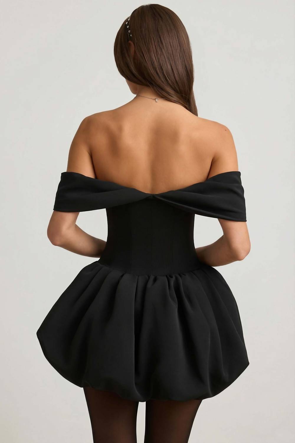 Oh Polly - Jessamy Off Shoulder Corset Bubble Hem Mini Dress