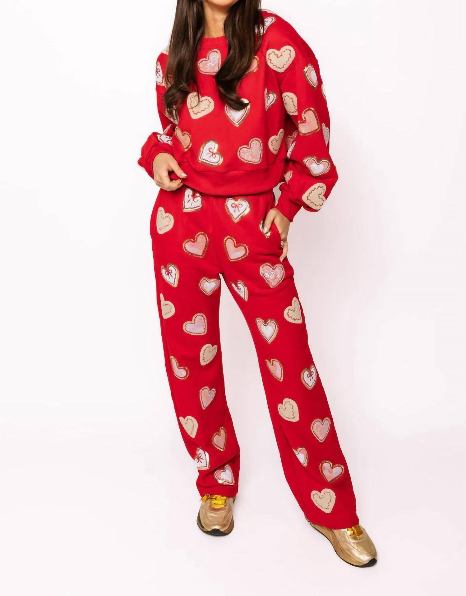 Queen Of Sparkles - Heart Cookies Cropped Sweatshirt