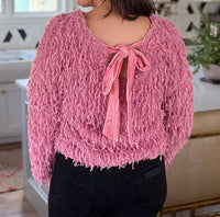 New In Shaggy Sweetheart Sweater in shaggy sweetheart sweater in pink - women's blouse - detail view