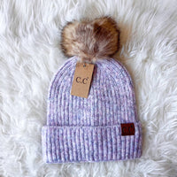 Cc Beanies - Women's Soft Ribbed Fur Pom Beanie