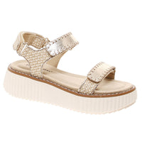 Pierre Dumas Women's Sweet 4 Sandal in gold combo - women's sandal