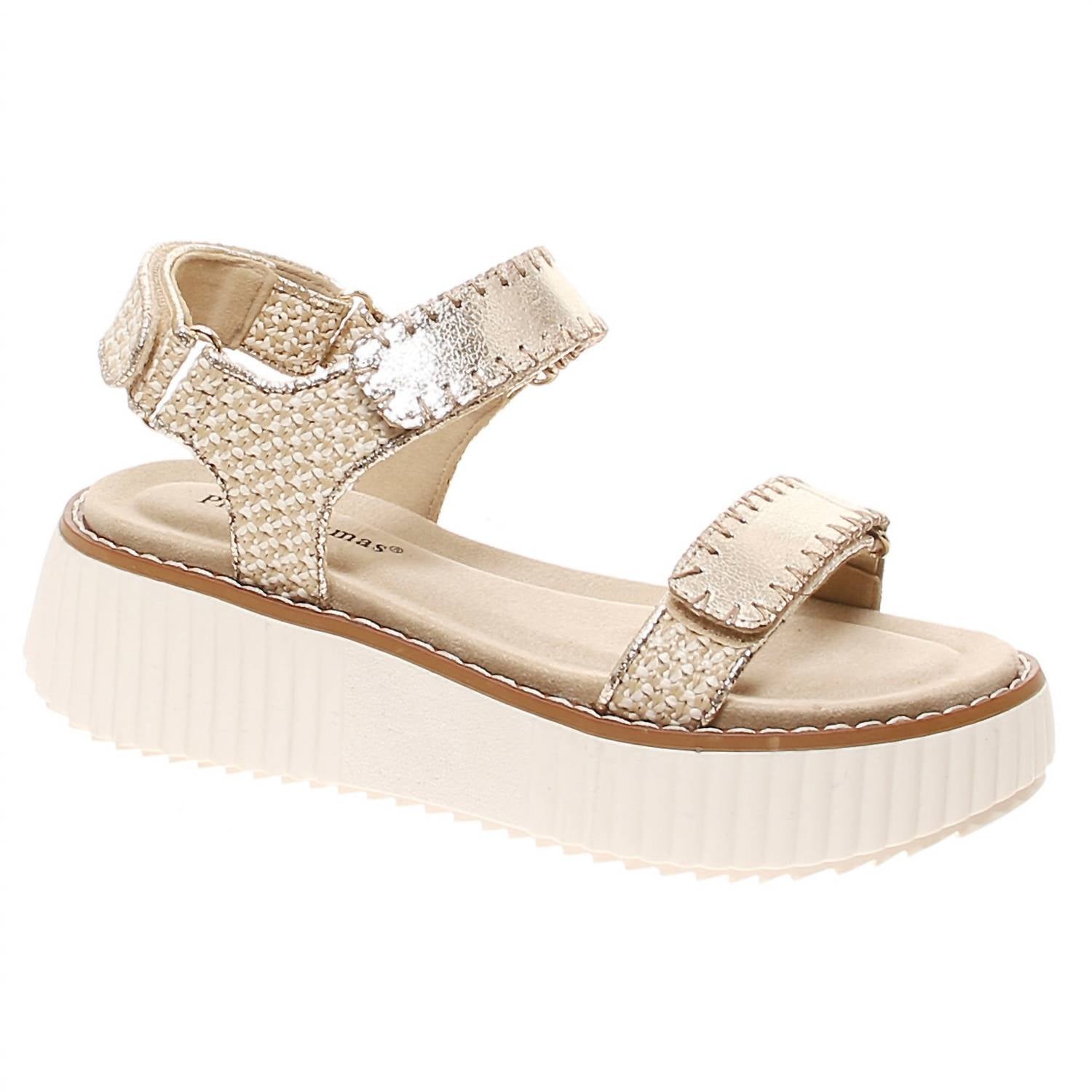 Pierre Dumas Women's Sweet 4 Sandal in gold combo - women's sandal