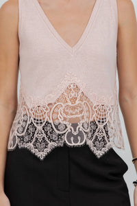 Whiteroom+Cactus - Knitted Sweater with Lace Edge Detailing