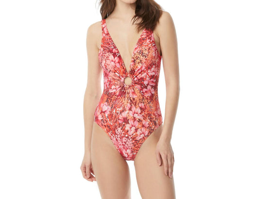 Carmen Marc Valvo - GARDEN DEEP V NECK ONE PIECE