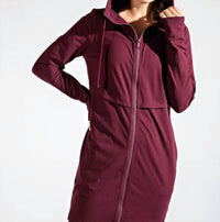 RAE MODE Long Hooded Active Jacket in cassis - women's top - view 5