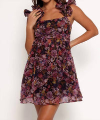 Storia - Organza Floral Ruffle Sleeve Dress