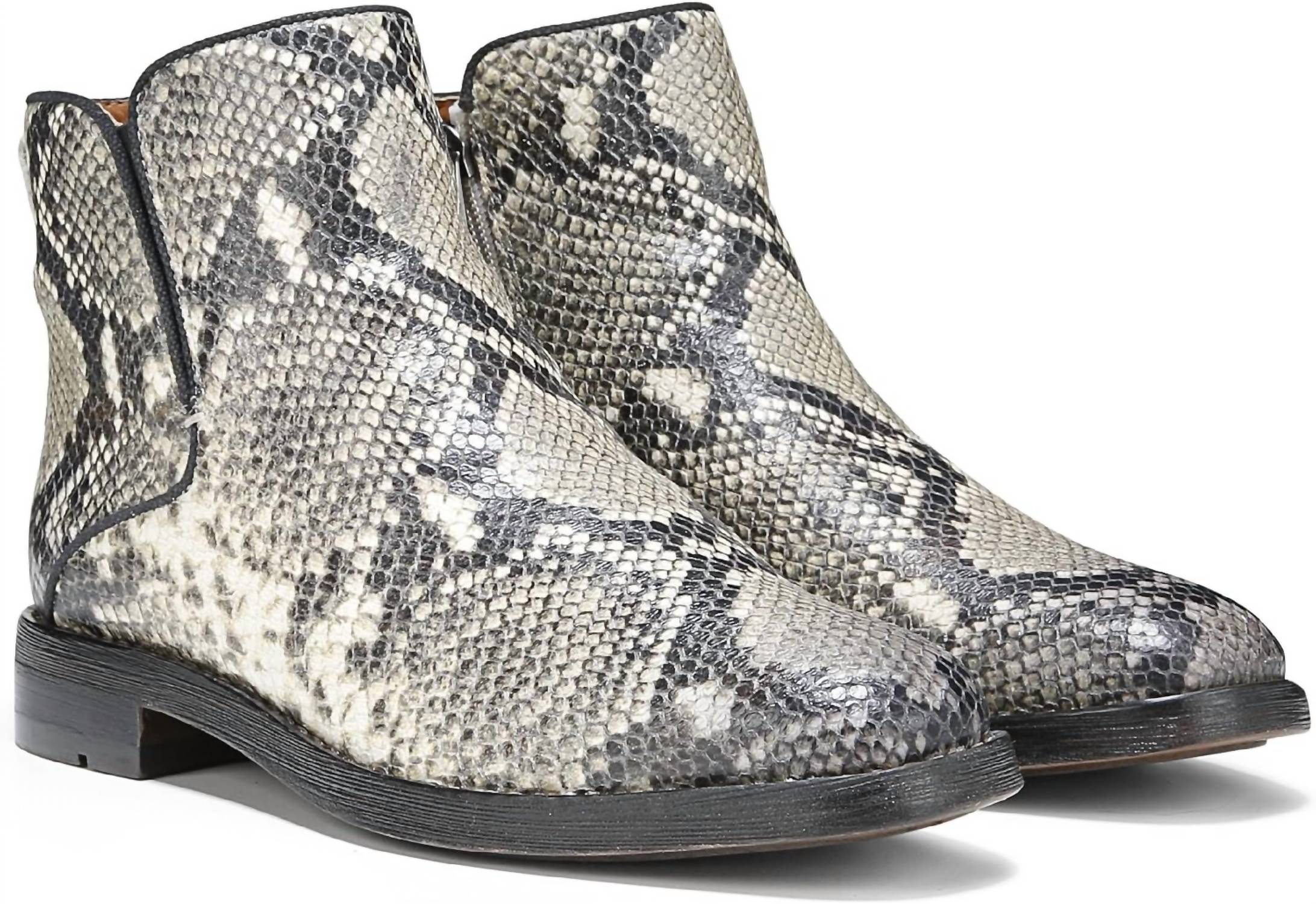 Franco Sarto Women's Marcus Booties in grey snake print - women's shoe - detail view