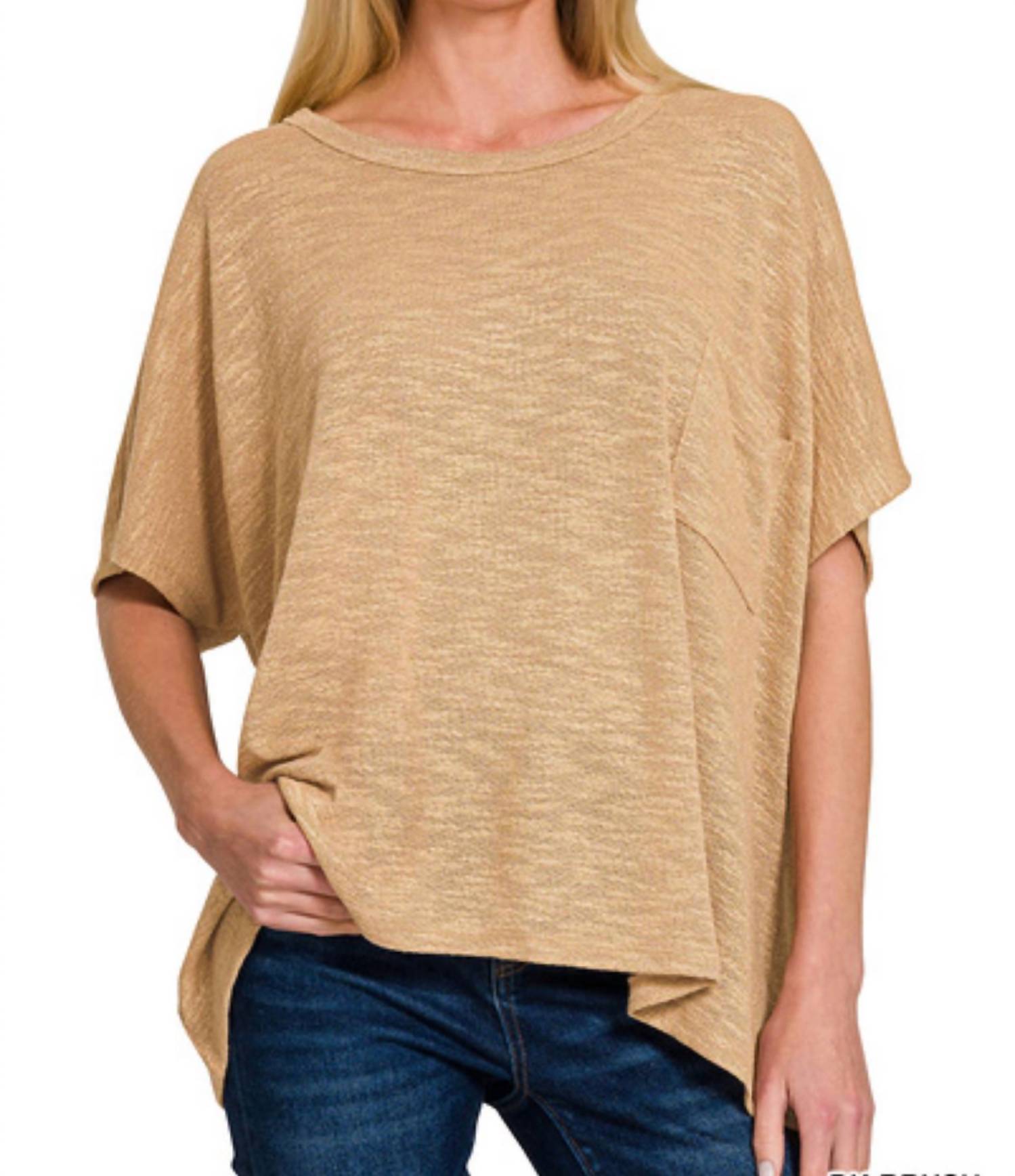ZENANA Wells Tee in beige - women's blouse