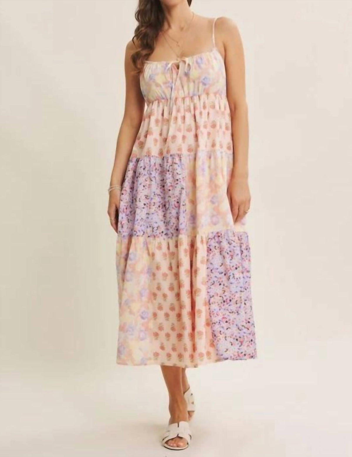 In February - Softly Mixed Cotton Floral Tiered Midi Dress