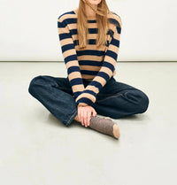 Jumper1234 - Stripe Distressed Crew Top