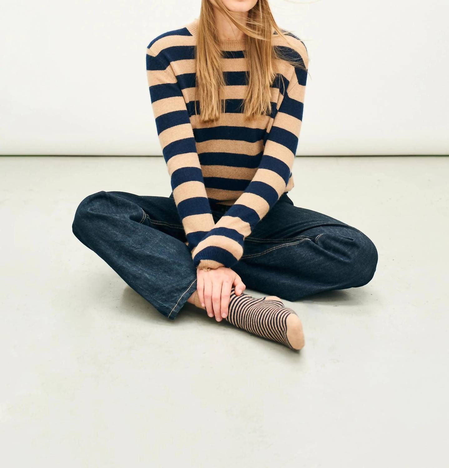 Jumper1234 - Stripe Distressed Crew Top