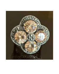 P & K Jewelry Women's Sterling Marcasite Ring in silver amber 1 - women's jewelry - detail view