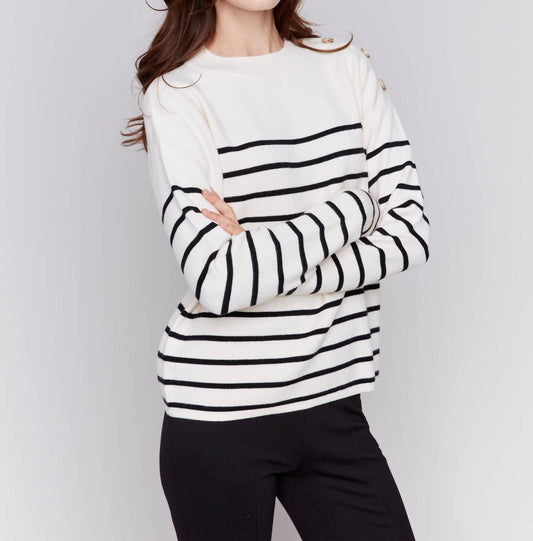 Charlie B - Striped Jacquard Crew Neck Sweater
