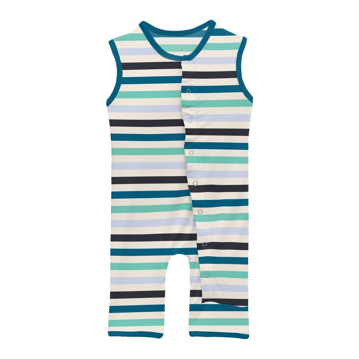 Kickee - Boys' Bamboo Print Tank Romper