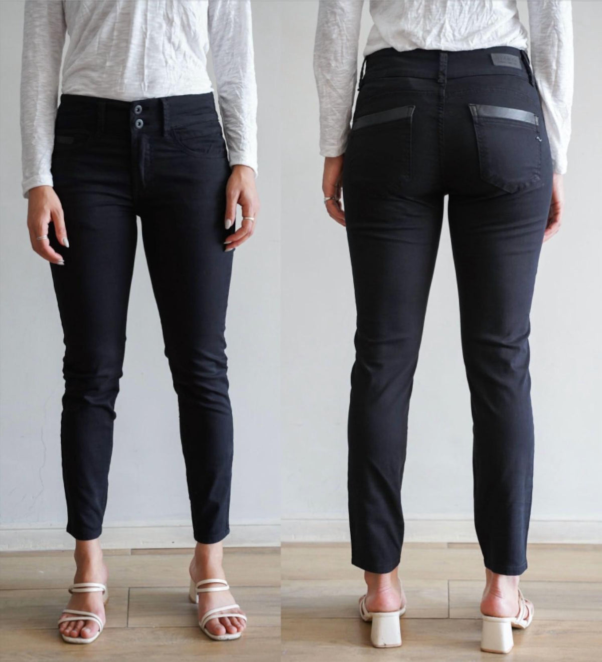 Bianco - Double Button High Waisted Skinny Jean