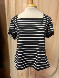 Blu Pepper - Stripe Square Neck Short Sleeve Top