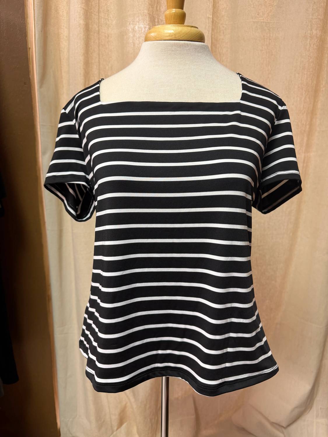 Blu Pepper - Stripe Square Neck Short Sleeve Top