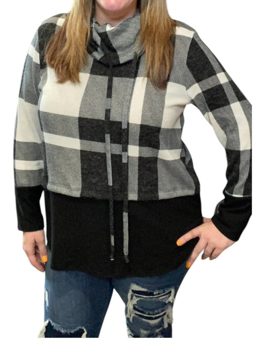 Honeyme - Plaid Cowlneck Sweater