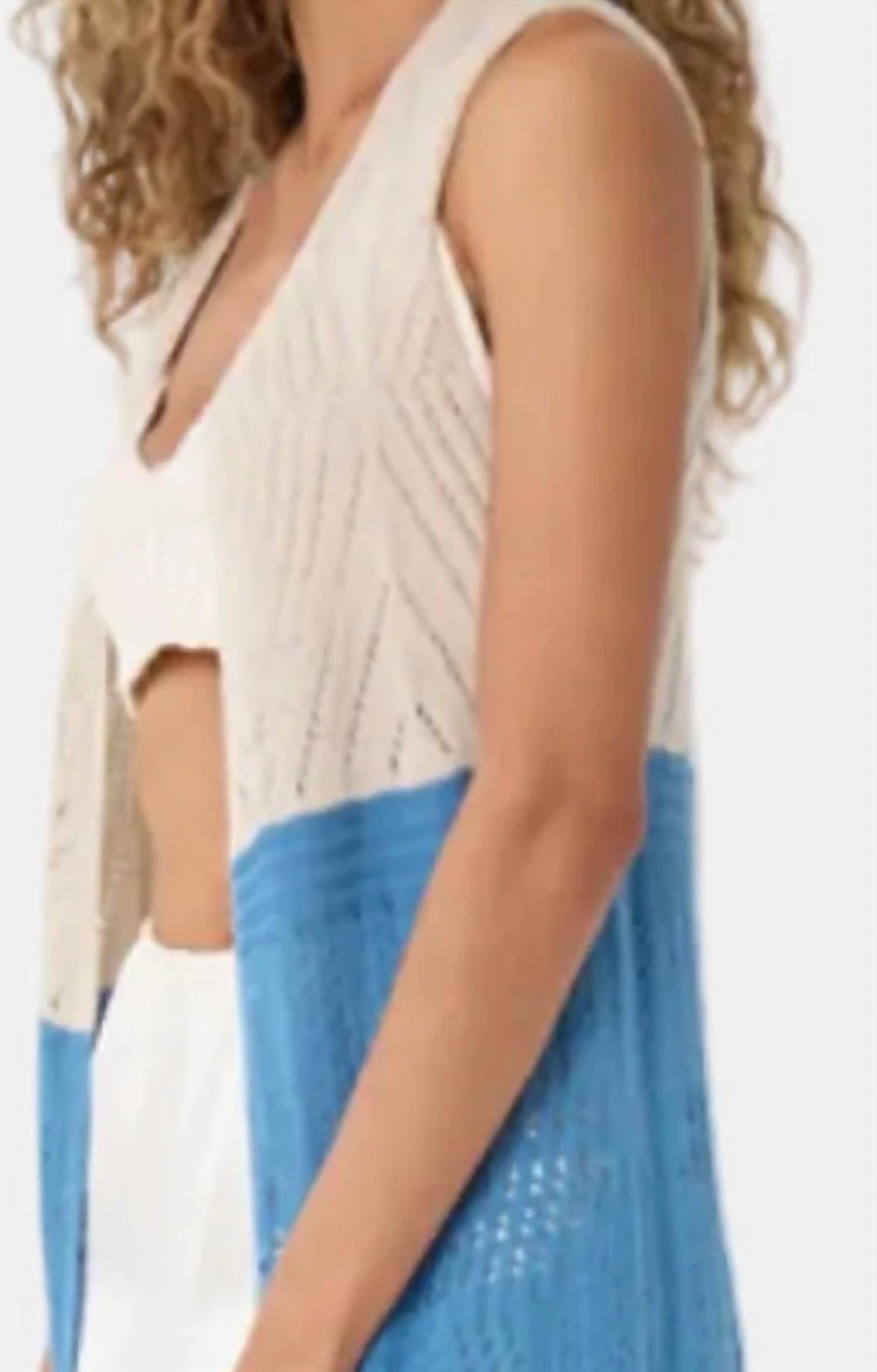 Autumn Cashmere - Color Block Pointelle Fringe Maxi Vest