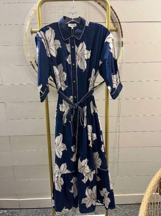 Entro - Grace Button Midi Dress