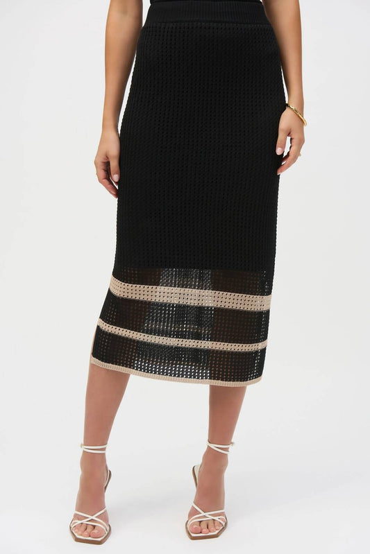 Joseph Ribkoff - Striped Open Knit Midi Skirt