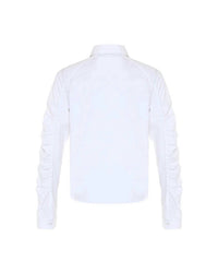 THEO the Label Echo Ruched Sleeve Shirt in white - women's shirt - alternate view