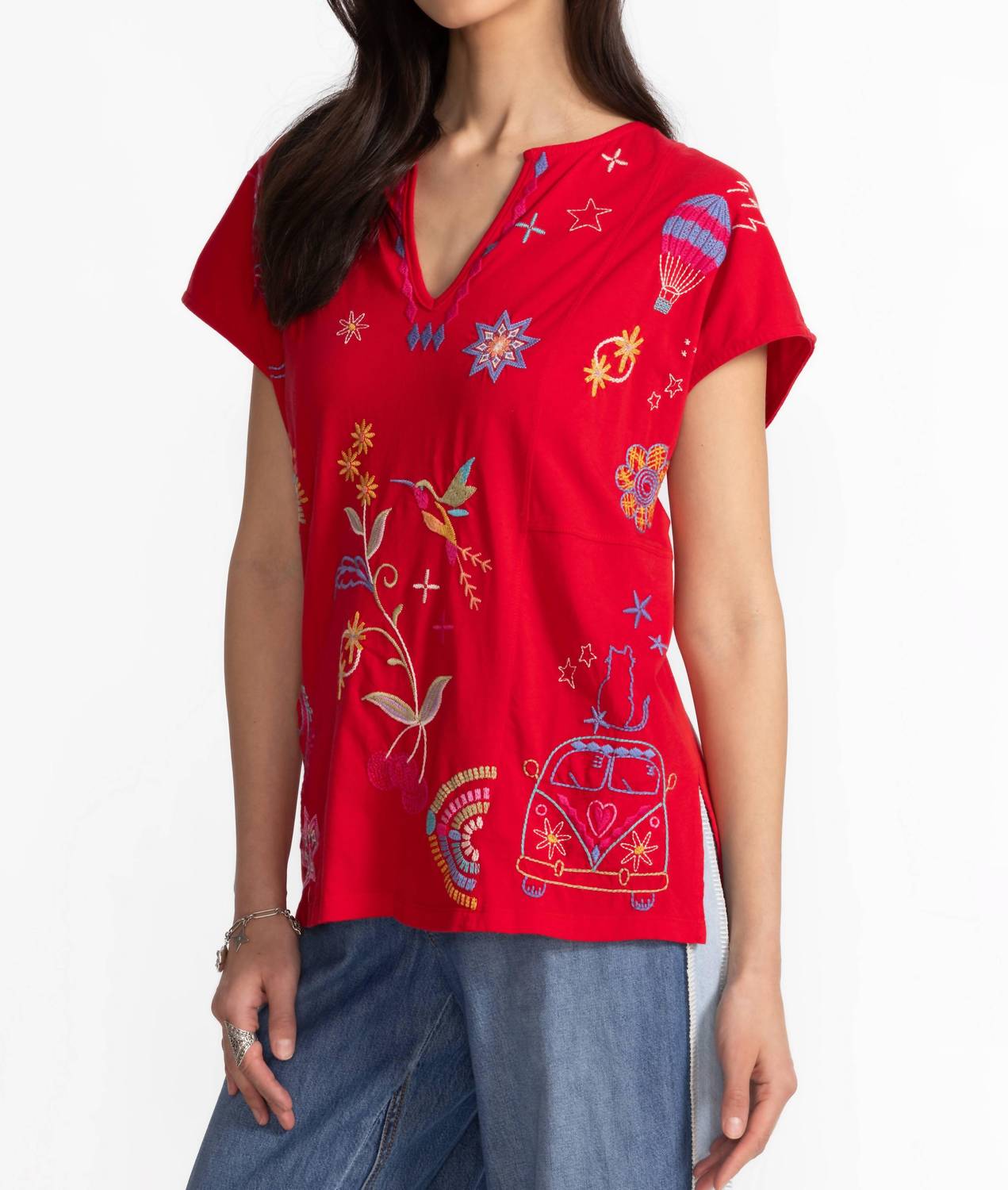 Johnny Was - LOULIA EASY PANELED V‑NECK TEE