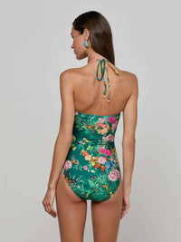 L'Agence - Botanical Halter One-piece Swimsuit