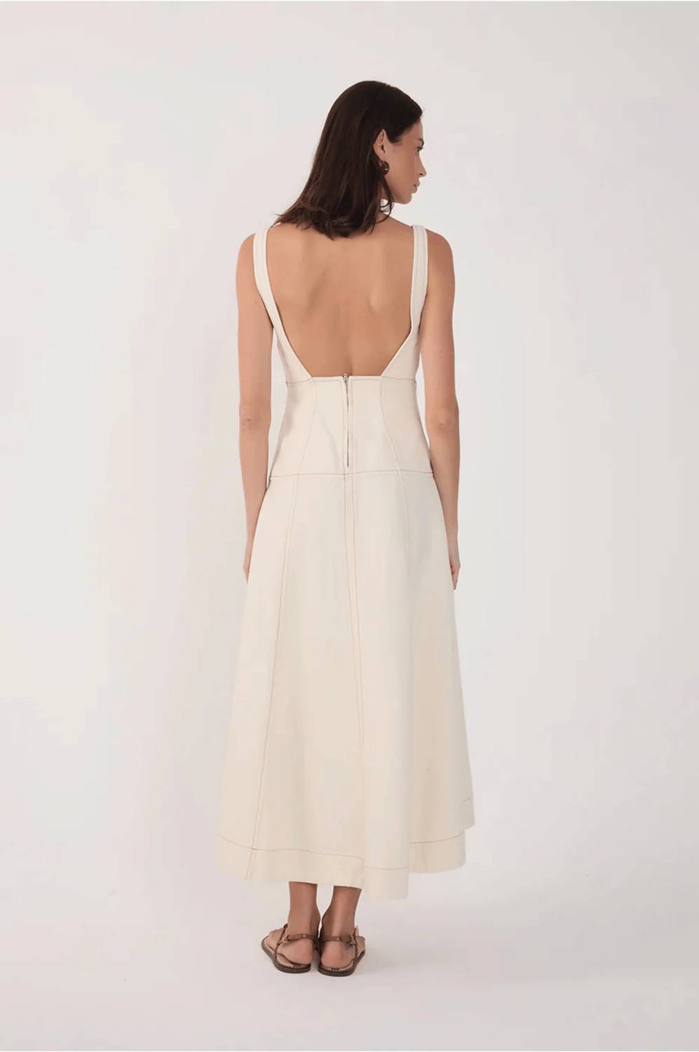 Dress To - Topstitched Twill Midi Dress