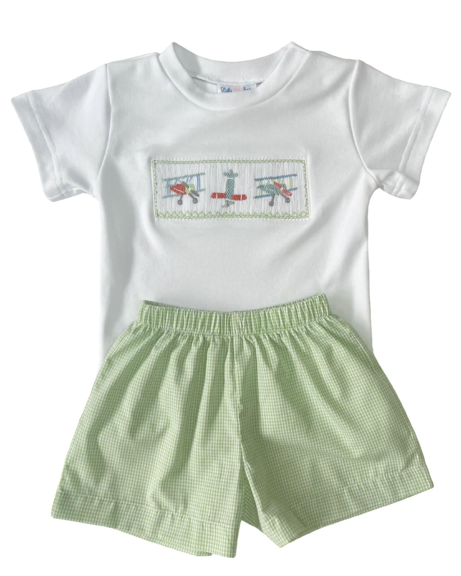 Lulu Bebe - Boy's Airplane Smocked Short Set
