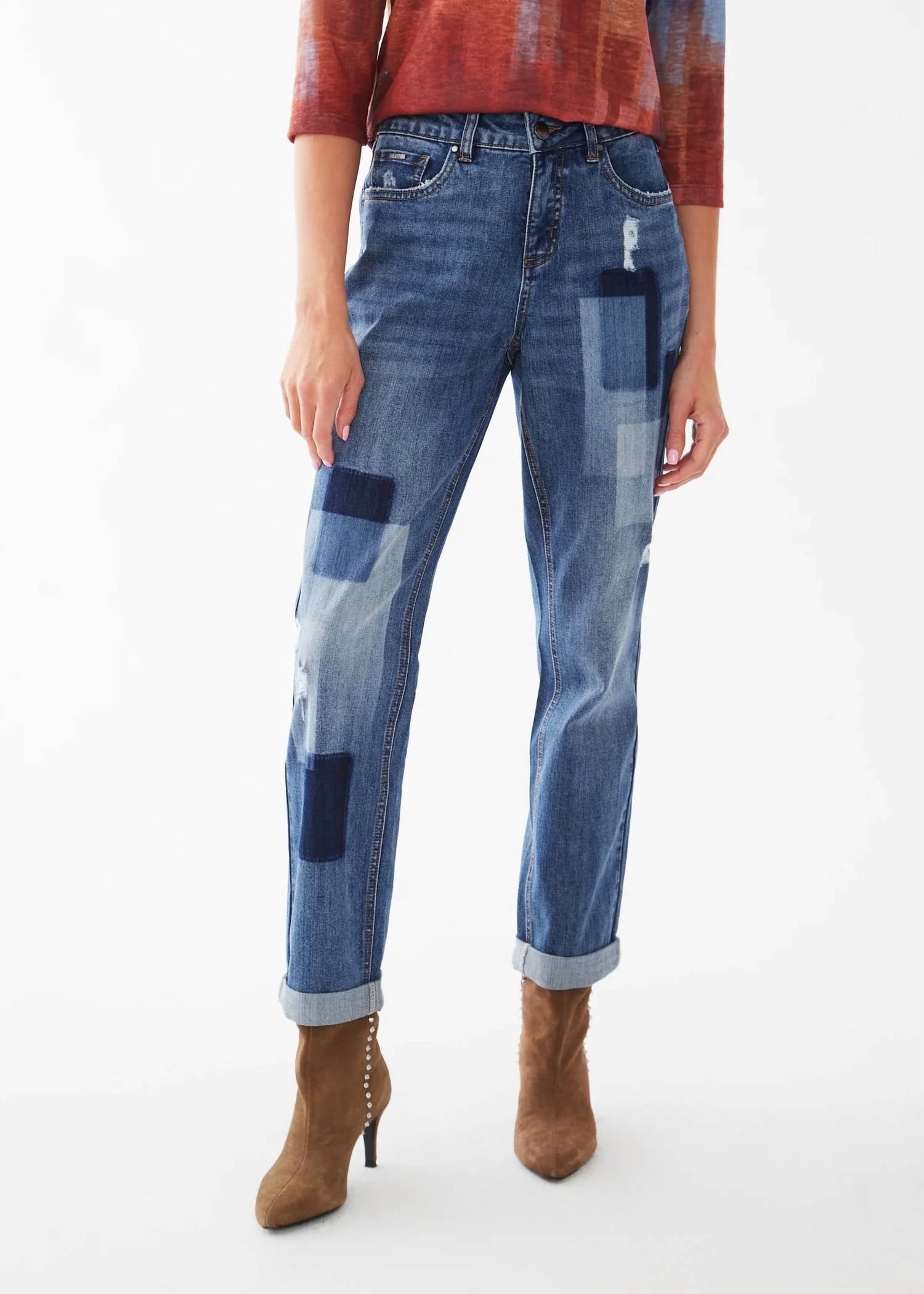 Fdj - Destiny Patchwork Distressed Girlfriend Jeans