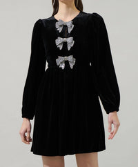 Sugarlips - Stella Velvet Bow Mini Dress