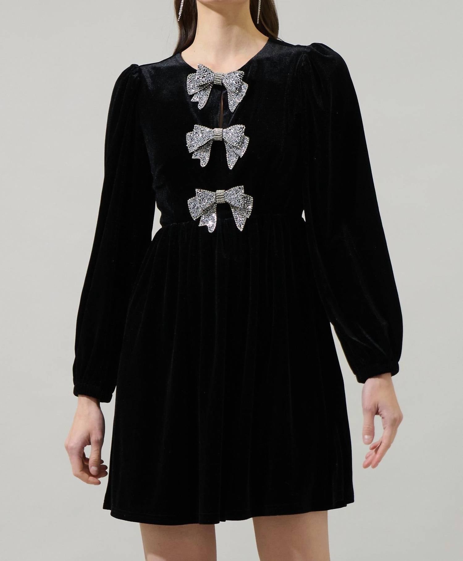 Sugarlips - Stella Velvet Bow Mini Dress