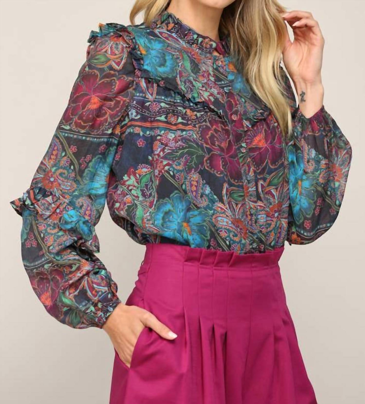 Fate - Autumnal Garden Ruffle Blouse