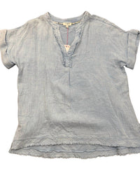 Umgee - Women's Frayed Linen Short Sleeve Top
