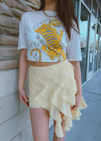 Better With Bubbli Ruffle Mini Skirt in butter yellow - women's skirt - detail view