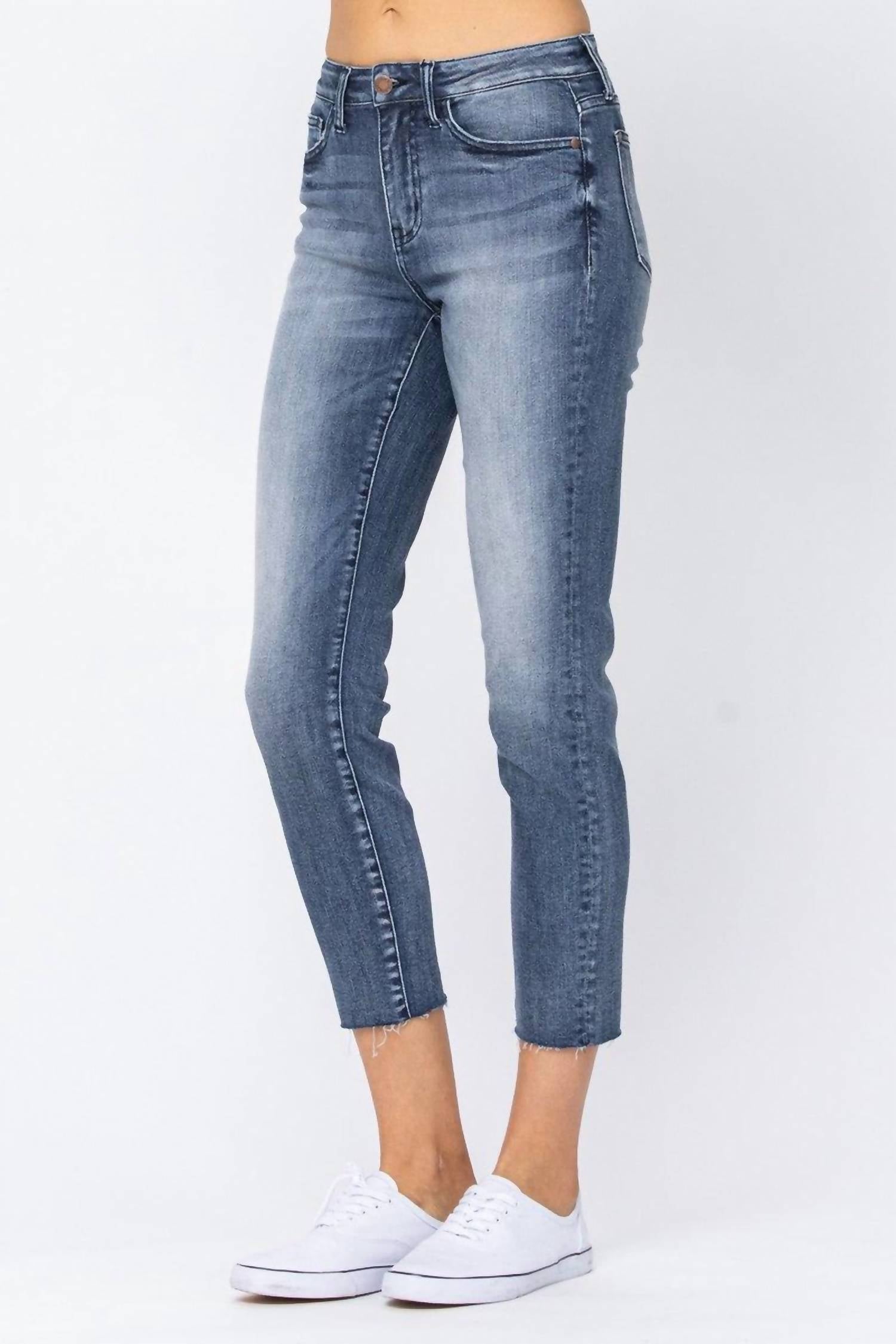 Judy Blue - High Rise Raw Hem Relaxed Jean