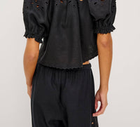Rails Lizbeth Floral Eyelet Top in black - women's blouse