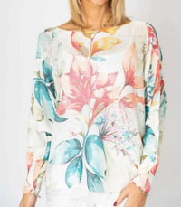 Look Mode Usa - Italian-made Floral Batwing Sweater