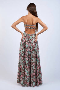 Sky To Moon - Floral Flowy Strapless Maxi Dress