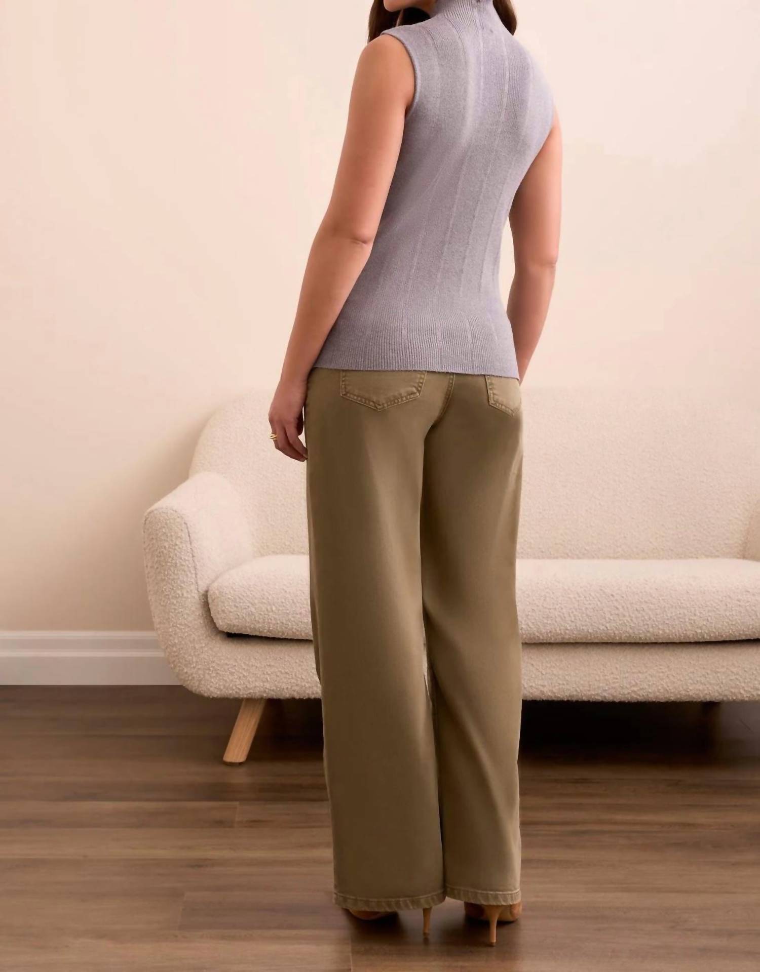 Tribal - Textured Sleeveless Mock Neck Top