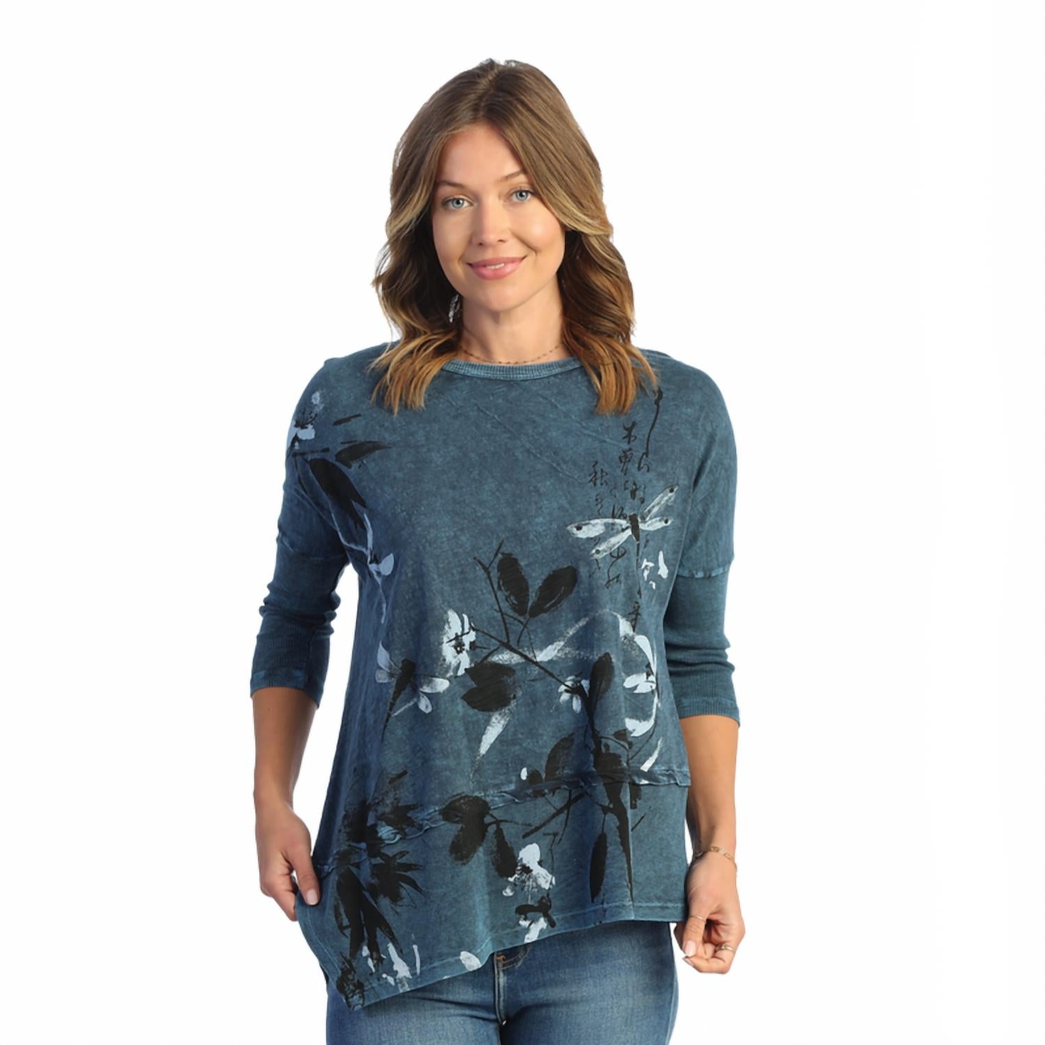 Jess & Jane - Playtime Mineral Washed Dolman Sleeve Cotton Top - Plus