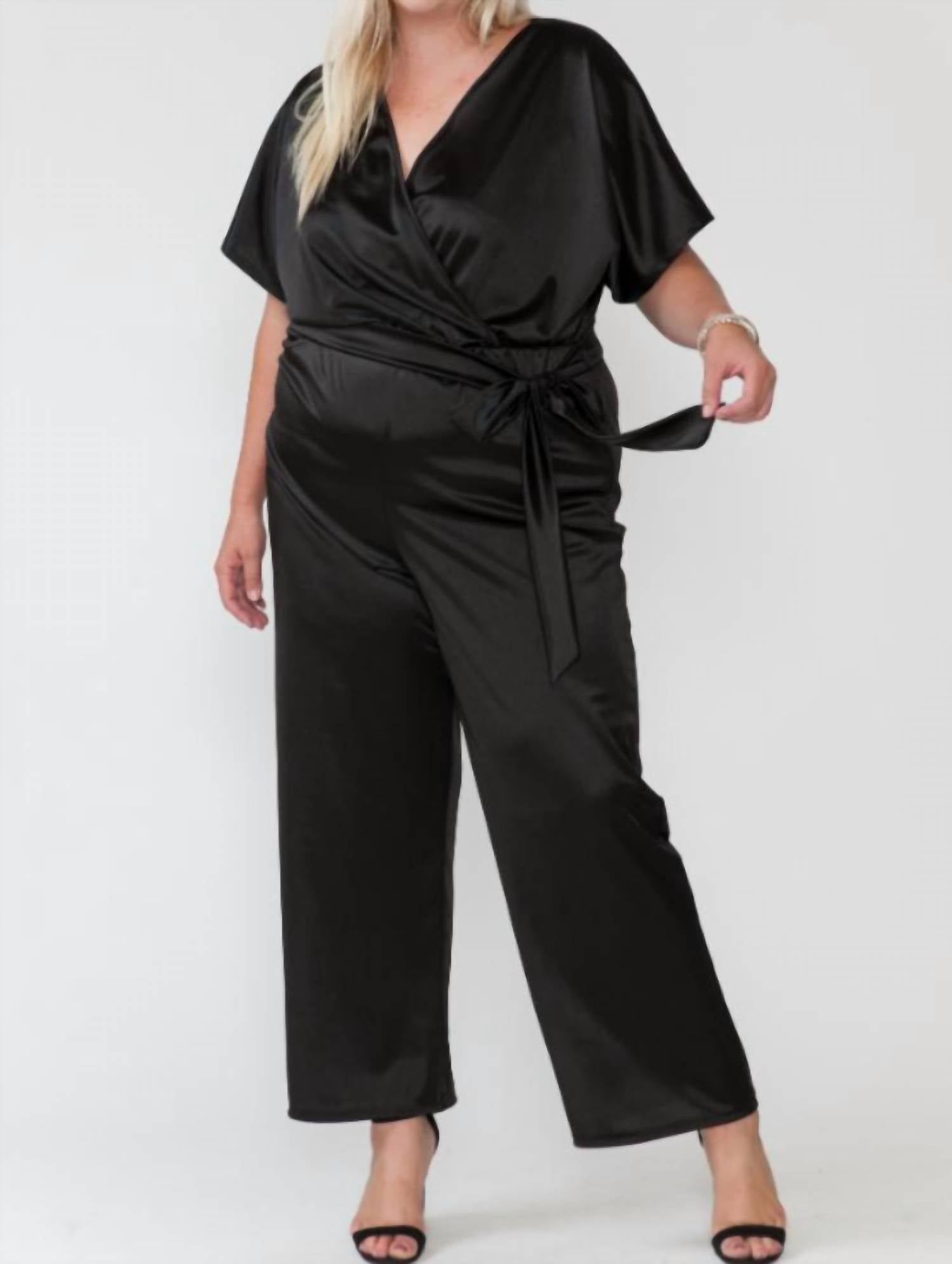 Storyteller - Plus Size V Neck Wide Fit Jumpsuit